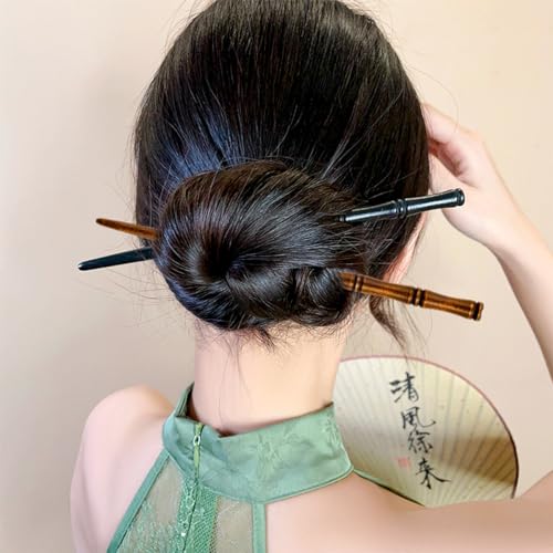 16 PCS Bamboo Hair Sticks - Elegant Retro Wooden Hair Pins
