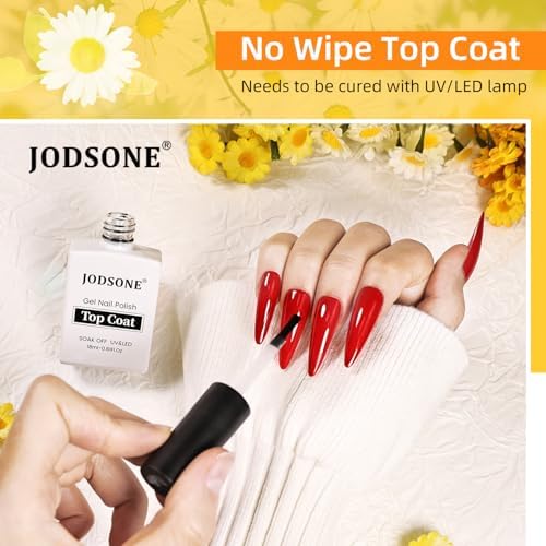 JODSONE No Wipe Top Coat Gel Polish - 18ml High Gloss Finish