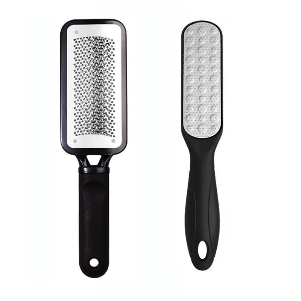 2 Pack Pedicure File and Callus Remover - Stainless Steel Material, Ergonomic Handle, can Easily Remove Hard Skin, Callus, Dryness, Leaving Your feet Soft and Smooth (Home/Salon Use) (Black)