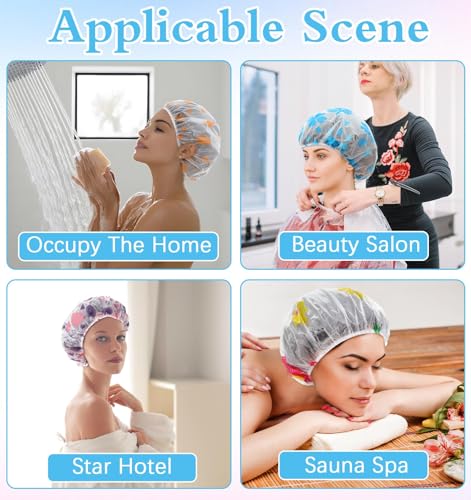 Kids Shower Cap Set - 6 Reusable Cartoon Caps for Girls