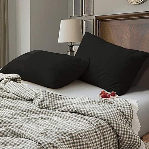 BEDSUM King Microfiber Pillowcases Set of 2 - 20x40, Black