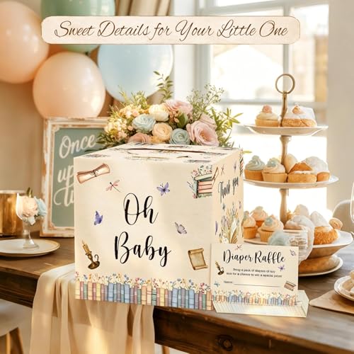Storybook Baby Shower Diaper Raffle Box with 50 Tickets