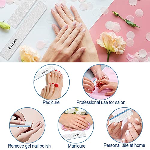100/100 Grit Nail Files Set of 50 Professional Double Sided Reusable Emery Boards