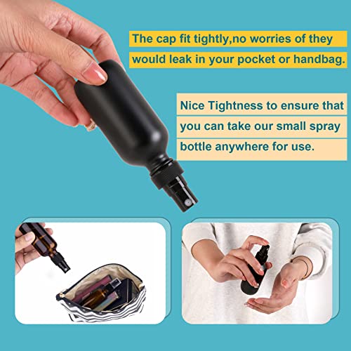 NOOEEISS Frosted Black Glass Spray Bottles 2 oz, 24 Pack - Refillable Fine Mist Containers