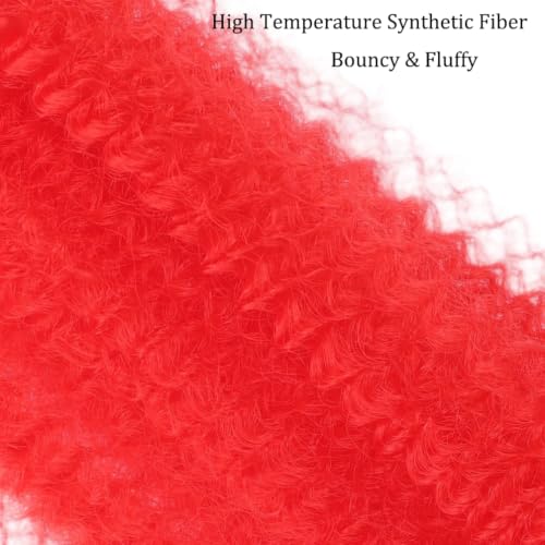 Jiefeng Red Afro Twist Hair 24 Inch - 3 Packs Springy Crochet Braids
