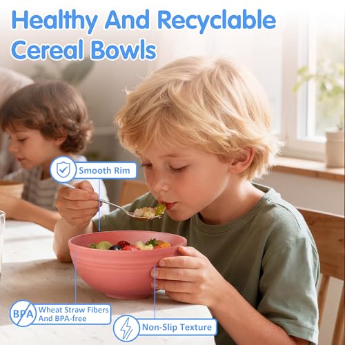 Quatish 14 PCS Lightweight Wheat Straw Cereal Bowls Set