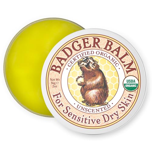 Badger Balm Unscented Organic Hand Cream for Sensitive Skin - 2 oz