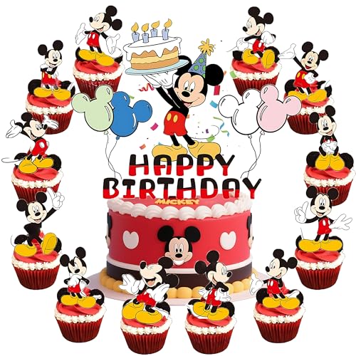 25-Piece Cartoon Mouse Birthday Cake & Cupcake Topper Set