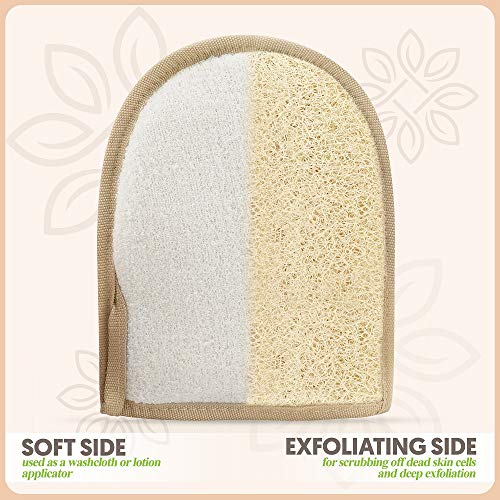 Natural Egyptian Loofah Gloves - Exfoliating Shower Mitts, 2 Pack