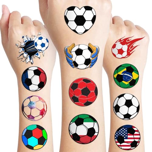 60 Pre-Cut Soccer Temporary Tattoos for Kids - Fun Party Favors