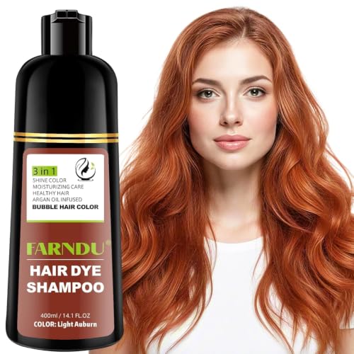 Farndu 3-in-1 Auburn Hair Dye Shampoo - Herbal Copper Brown Gray Coverage