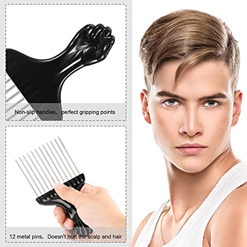 3-Piece Metal Hair Picks & Teasing Comb Set for Women & Men