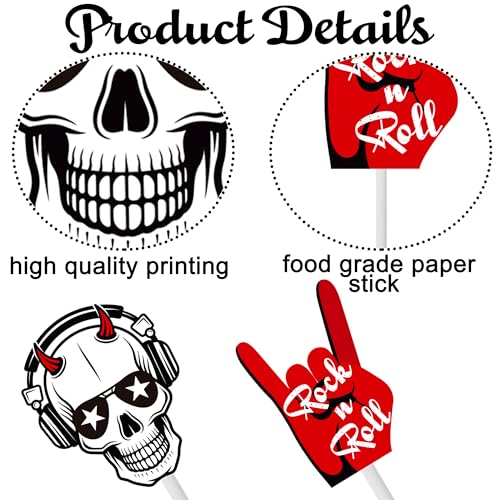 36 Rock & Roll Cupcake Toppers - Musical Theme Party Picks