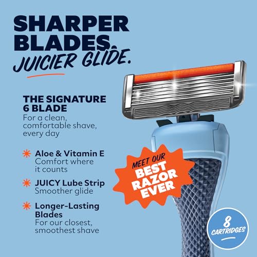 Dollar Shave Club 6-Blade Razor Refills - 8 Pack with Precision Trimmer