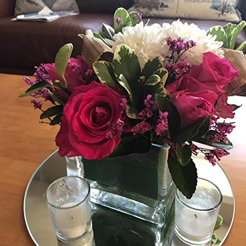 Clear Glass Cube Vase & Candle Holder - 4" x 4" Elegant Floral Accent