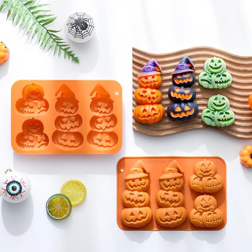 2-Pack 3D Pumpkin Silicone Molds for Halloween Baking