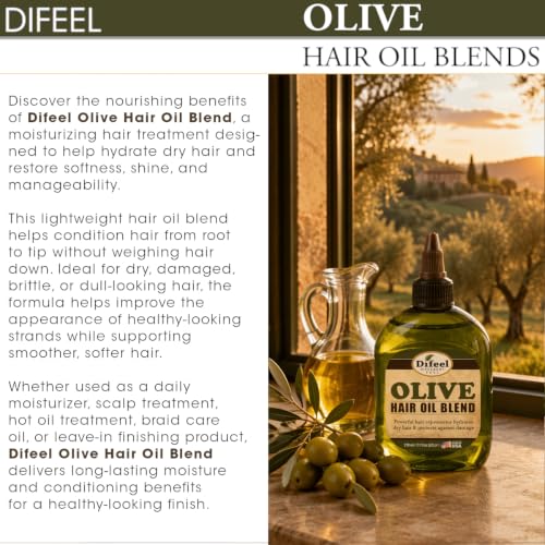 Difeel Olive Hair Oil Blend - 2.5 oz Travel Size Moisturizer