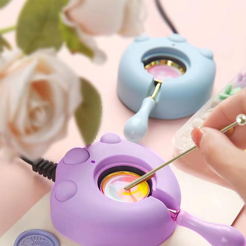 Electric Wax Seal Warmer, Purple Electrice Sealing Stamp Warmer Melter for Melting Wax Seal Beads Sticks with Spoon, Stirring to Do DIY Craft (Purple)