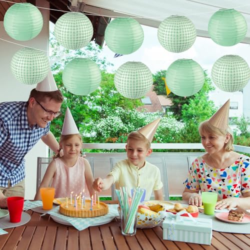6-Pack Sage Green Paper Lanterns for Party Decorations