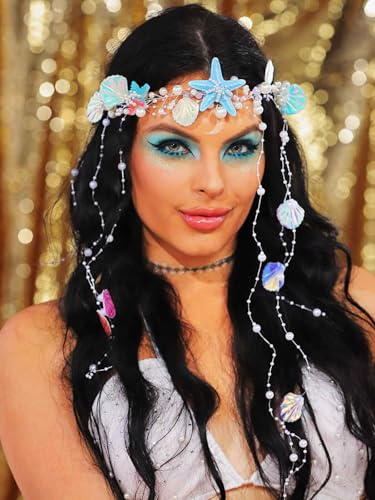 Sea Shell Starfish Wedding Headband with Pearl Beach Bridal Hair Accessories for Women