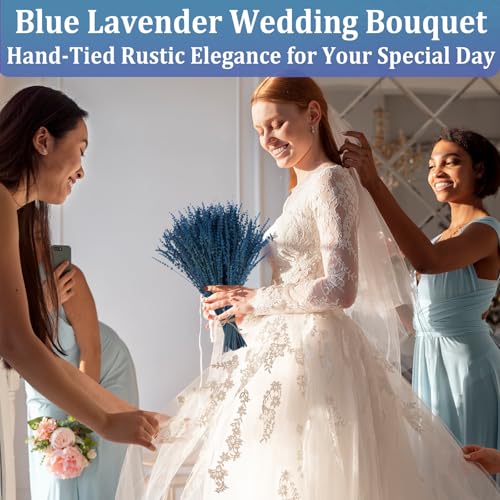2 Bundles of Premium Preserved Blue Lavender Flowers - 17" Aromatic Stems for Home Decor & Crafts