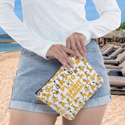 Pluto Dog Canvas Makeup Bag - Durable Zipper Pouch for Cosmetics