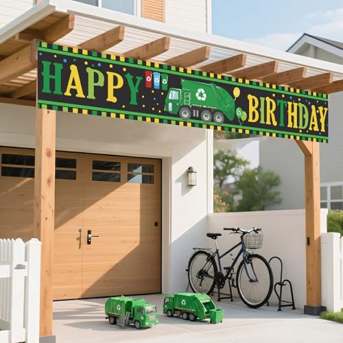 Garbage Truck Birthday Banner - Kids Party Decoration 118x25in