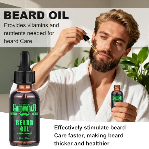 Men's Beard Care Kit with Oil, Balm, Comb, Scissors & E-Book