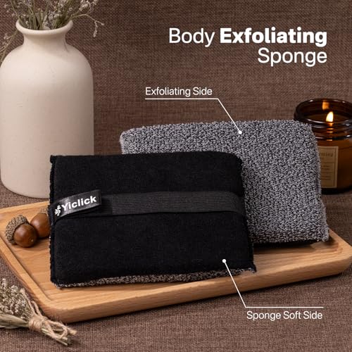 Exfoliating Body Scrubber 2 Pack with Handle - Dual-Texture Loofah