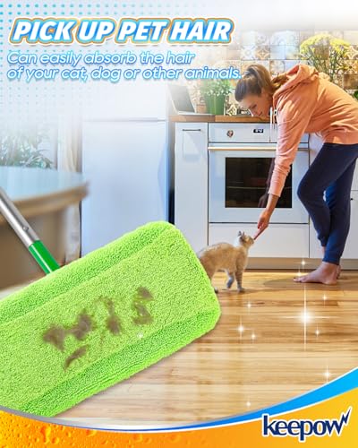 KEEPOW Dual-Material Mop Pads - 4 Pack Compatible with Swiffer