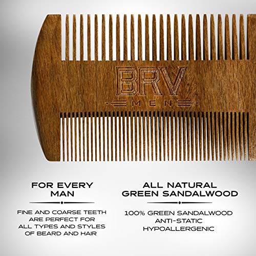 BRV MEN Sandalwood Beard Comb - Pocket Size & Dual-Sided