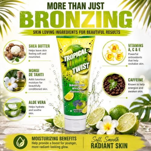 Fiesta Sun Tropical Lime Twist Bronzer - Natural, Brightening & Moisturizing 8 oz.