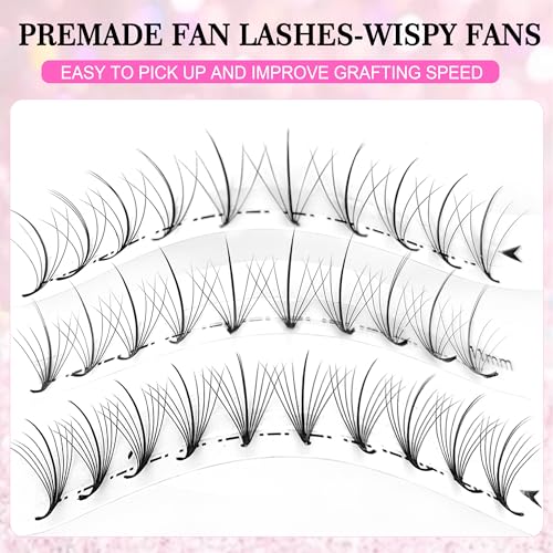 CoMango 300 Fans 7D Wispy Premade Lash Extensions 0.07mm C/D