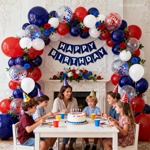 Red, White & Blue Balloon Arch Kit - 129 PCS for Parties