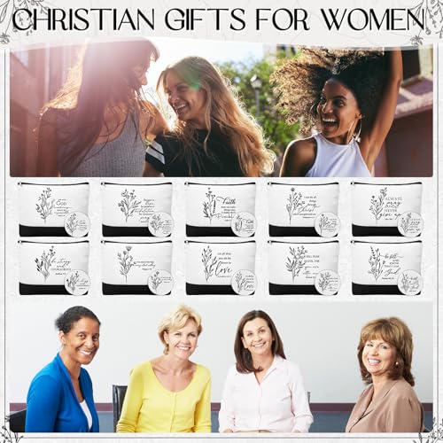 Aesthetic Christian Gifts Set - 10 Makeup Bags & 10 Mini Mirrors