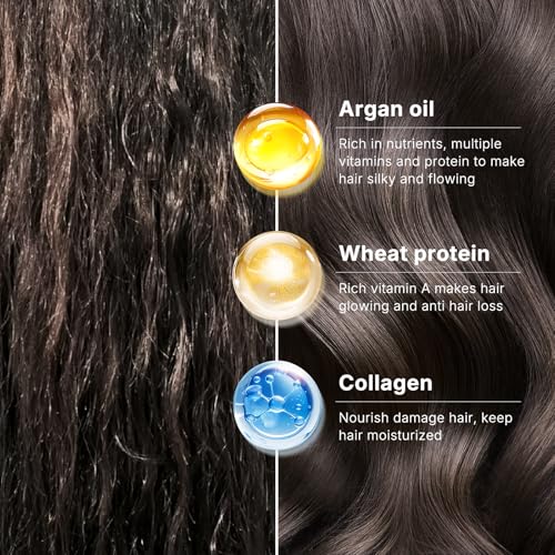 Karseell Collagen Hair Mask & Argan Oil Set, Deep Conditioning Hair Treatment for Dry Damaged Hair, Repair & Moisturize All Hair Types, 16.9 fl oz + 1.69 fl oz