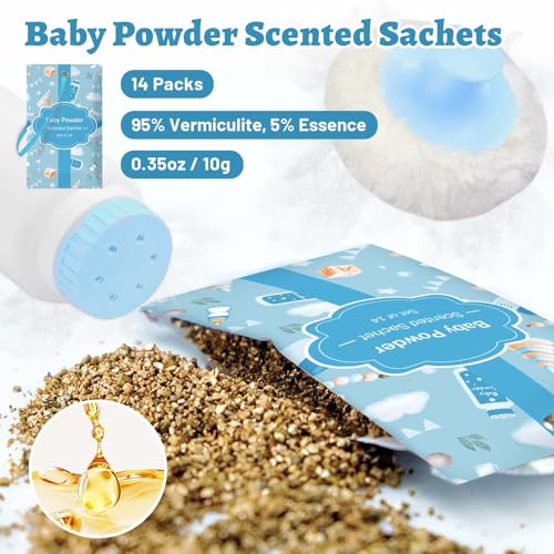 STRN Scented Sachets - Baby Powder Fragrance, 14 Packs for Drawers & Closets