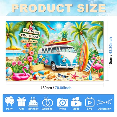BlissYard Hawaiian Beach Party Banner - 71x43 Inch Tropical Decor
