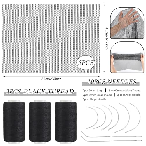 Hair Net Set with Needles & Thread - 5 Pcs, 26 x 18 in