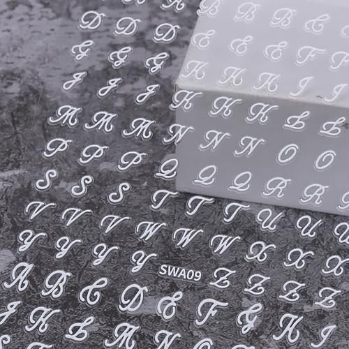 Gold Retro Alphabet Nail Stickers - 12 Sheets Self-Adhesive Art Decals
