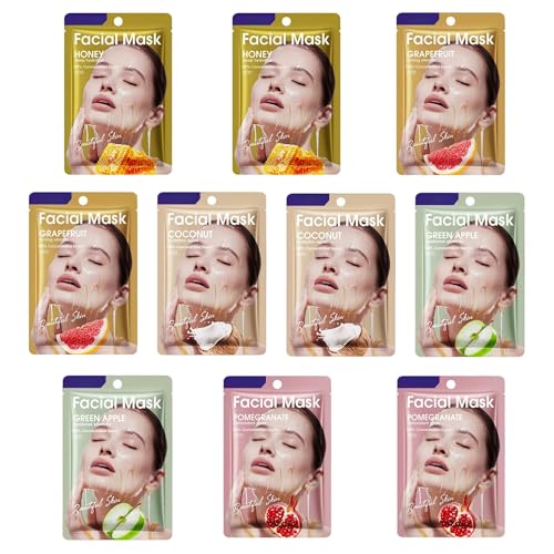 Neecio 10 Pack Face Masks Skincare Set - Hydrating & Rejuvenating for All Skin Types