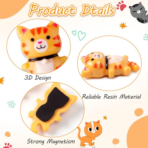 WATINC 14PCS 3D Cute Cat Fridge Magnets - Strong Magnetic Decorations
