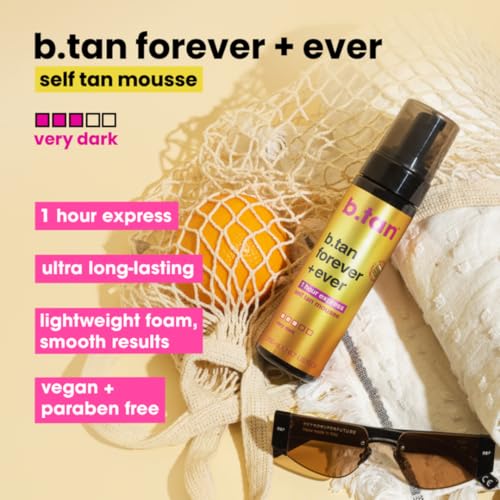 B.TAN Ultra Long Lasting Self Tanner Mousse - Dark Bronze Glow, Vegan, 6.7 Fl Oz