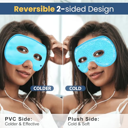 BeeVines XL Gel Eye Mask 2-Pack - Reversible Cold & Warm Compress for Puffy Eyes