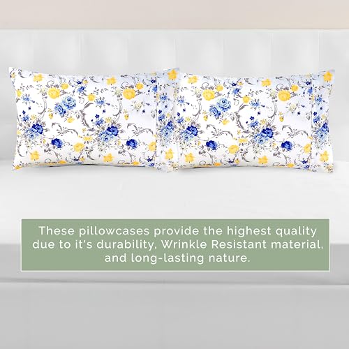 Elegant Comfort King Pillowcase Set - 2 Floral Print Microfiber Covers
