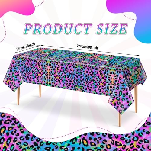 Neon Leopard Print Disposable Tablecloths - 3 Pack for Parties