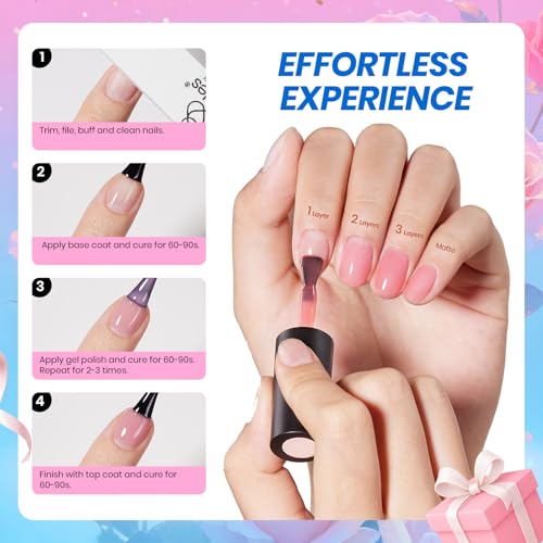 Beetles Nude Gel Nail Polish Set - 6 Colors Nude Pink Brown Neutral Jelly Gel Polish Kit Sheer Translucent Effect Soak Off UV Nail Art Design Drunken Rose Collection Manicure Gift for Women