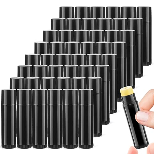 Cositina 100 Pcs 5g Empty Lip Balm Tubes, Black Plastic Cosmetic Containers
