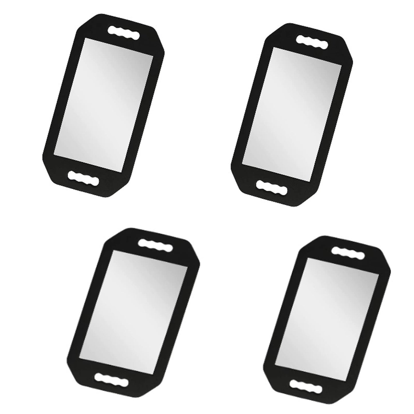 Feisate 4 Pack Barber Mirror Handheld Foam, Hair Salon Large Hand Mirror with Double Handle, Square Foam Mirrors Barber Accessories, Barbershop Handheld Mirror, Barber Supplies Black