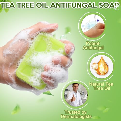 Urrznp Tea Tree Oil Antifungal Soap Bar - Natural Body Wash for Skin Relief